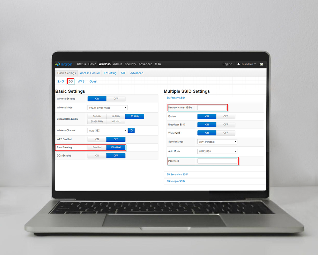 modify the Hitron wifi name and password